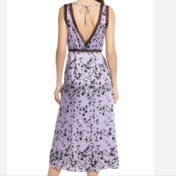 Topshop Women's Slip with Lace Ditsy Purple Lilac Print NWT - Picture 4 of 9
